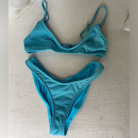 BLUE SPARKLE TRIANGL BIKINI - Picture 1 of 3